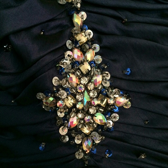 ❄️ Gorgeous navy blue dress Sz 4 corset mermaid prom gown Karishma Creations - Picture 8 of 11